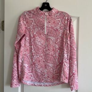 M MOTEEPI golf quarter zip pullover, size small, pink color